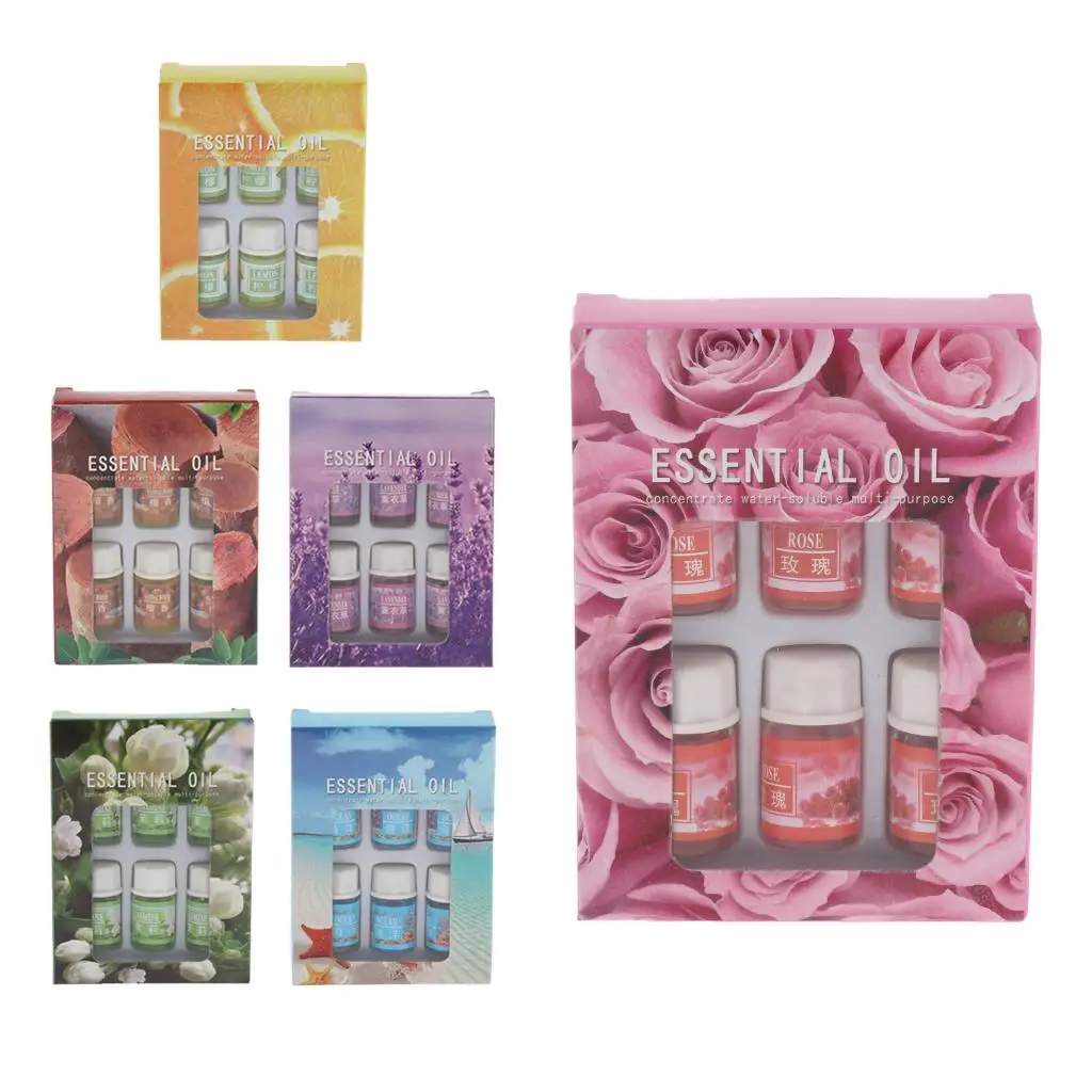 

6Pcs 3ml Water Soluble Essential Oil Aroma Oils Gift Set for Diffuser, Humidifier, Massage,