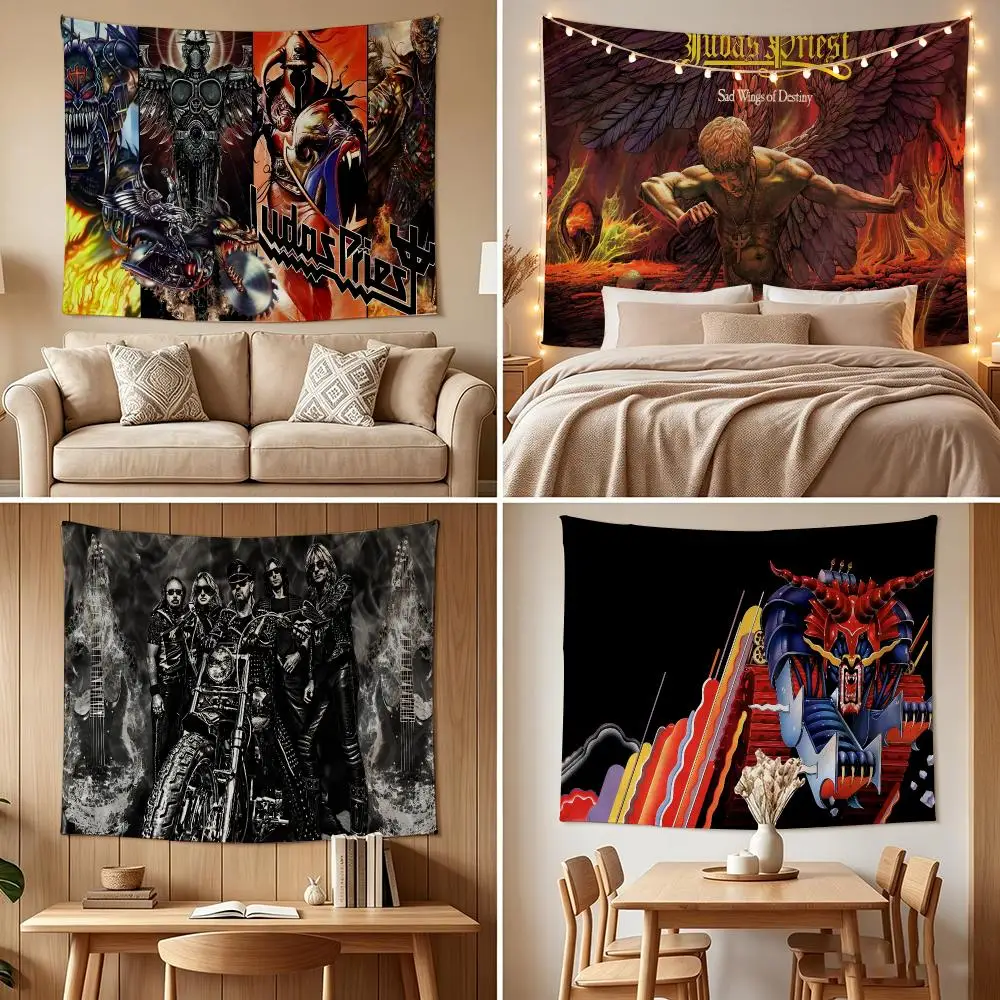 J-Judas P-Priest Rock Band Tapestry Custom Living Bedroom Party Dormitory Interior Wall Bohemian Decoration Attached Clip