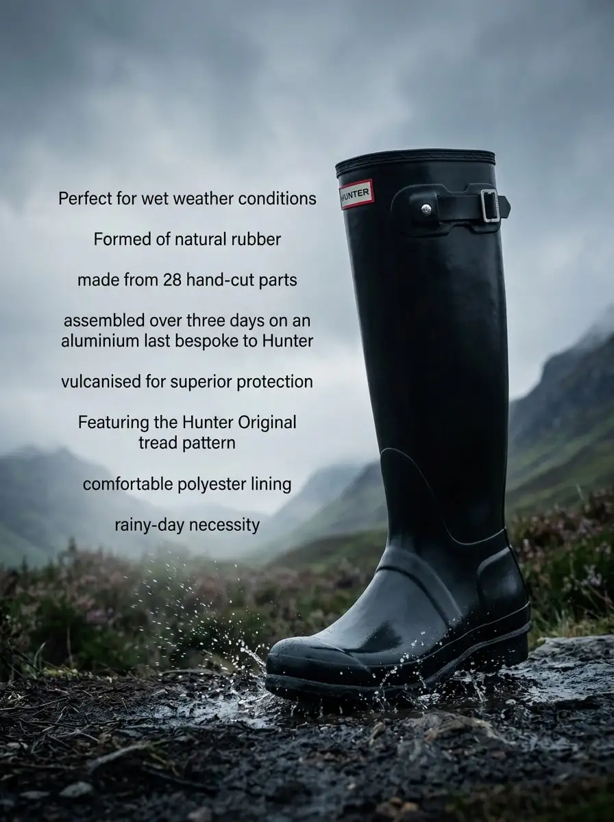 Hunter Women Tall Boot Windproof Warmth Waterproof Solid Easy To Clean Versatile Outdoor Sports Daily School Women Black WFT1000RMA