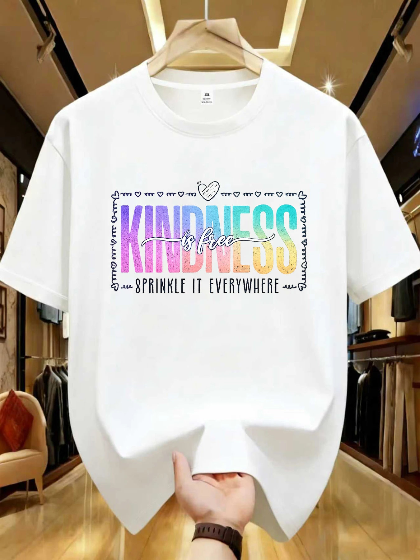 

【WZM102163】English letter printed plus size women's round neck summer casual short sleeved street fashion versatile T-shirt