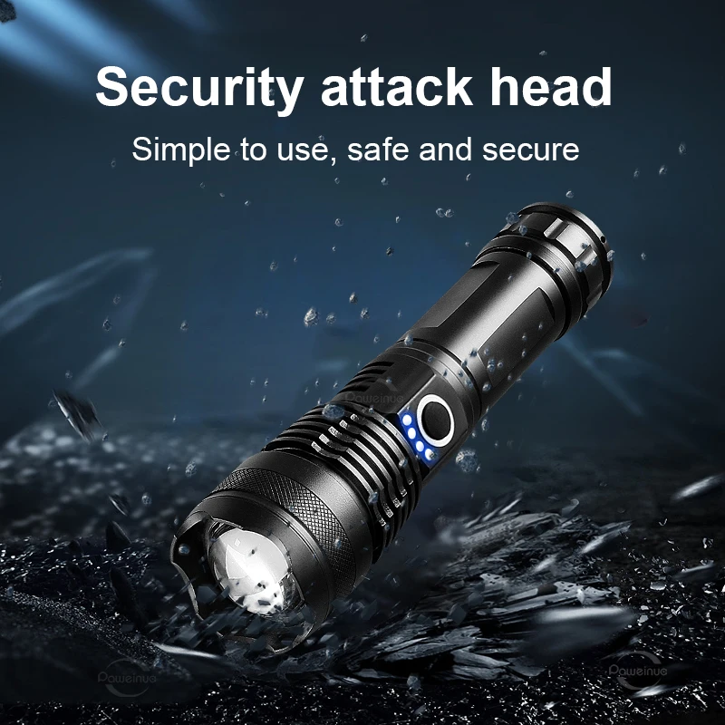 XHP360 Long Shot Ultra Powerful Led Rechargeable Flashlight Powerful USB Type-c Recharging Lantern Hadn Torch For Camping 18650