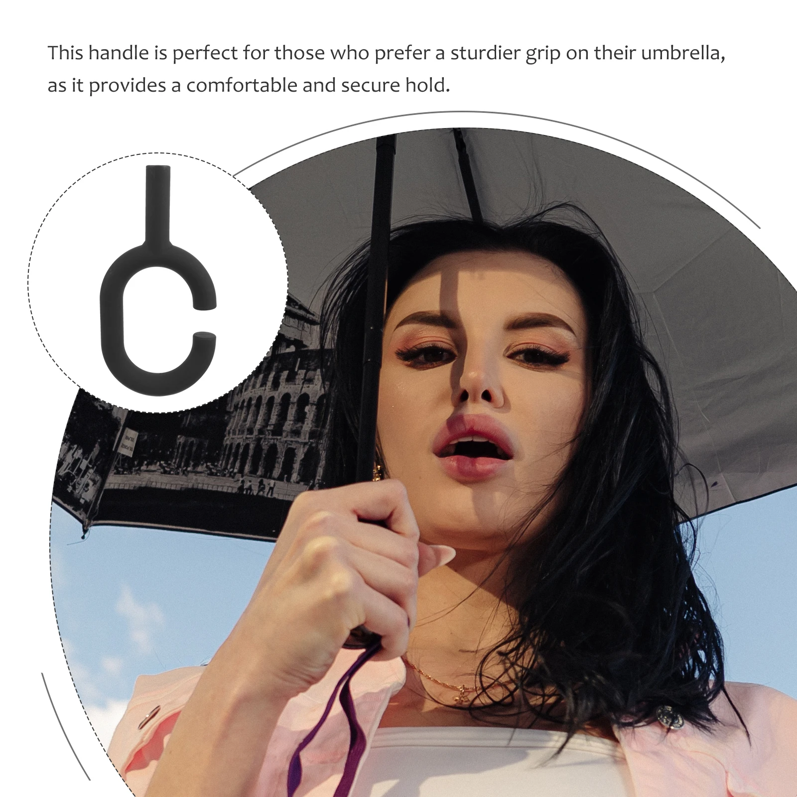 

Sturdy 12mm Black Plastic Umbrella Handle Replacement Compact Grip for Daily Use Fits Most Parasols Easy Install