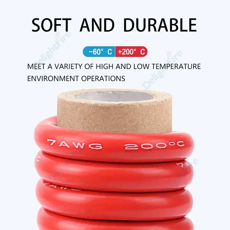 Flexible Silicone Cable Red Black Electrical Wires for Battery Car Inverter 12AWG 10AWG 8AWG 6AWG 4AWG 18 16 14 12 10 8 6 AWG