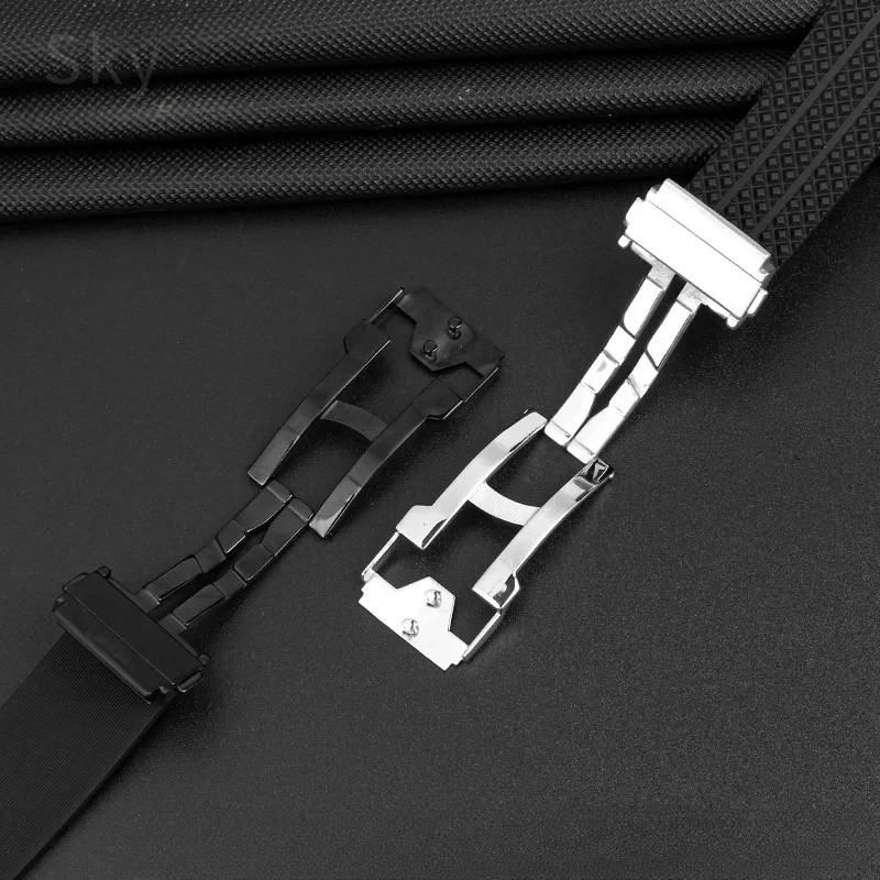 Correa de reloj con interfaz convexa especial para Hublot Yubo Big Bang 26x19mm 24x17mm correa de reloj a cuadros a rayas de silicona de alta calidad