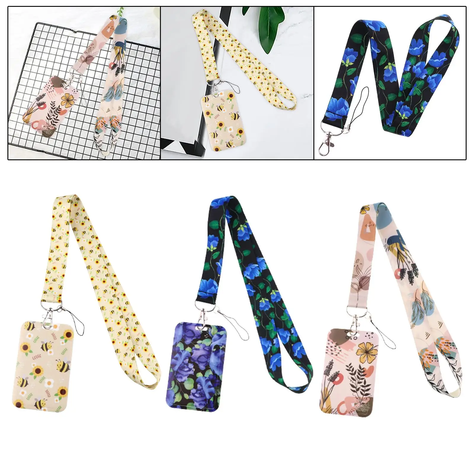 ID Card Holder Lanyard Resealable Photocard Holder for Worker Travel School