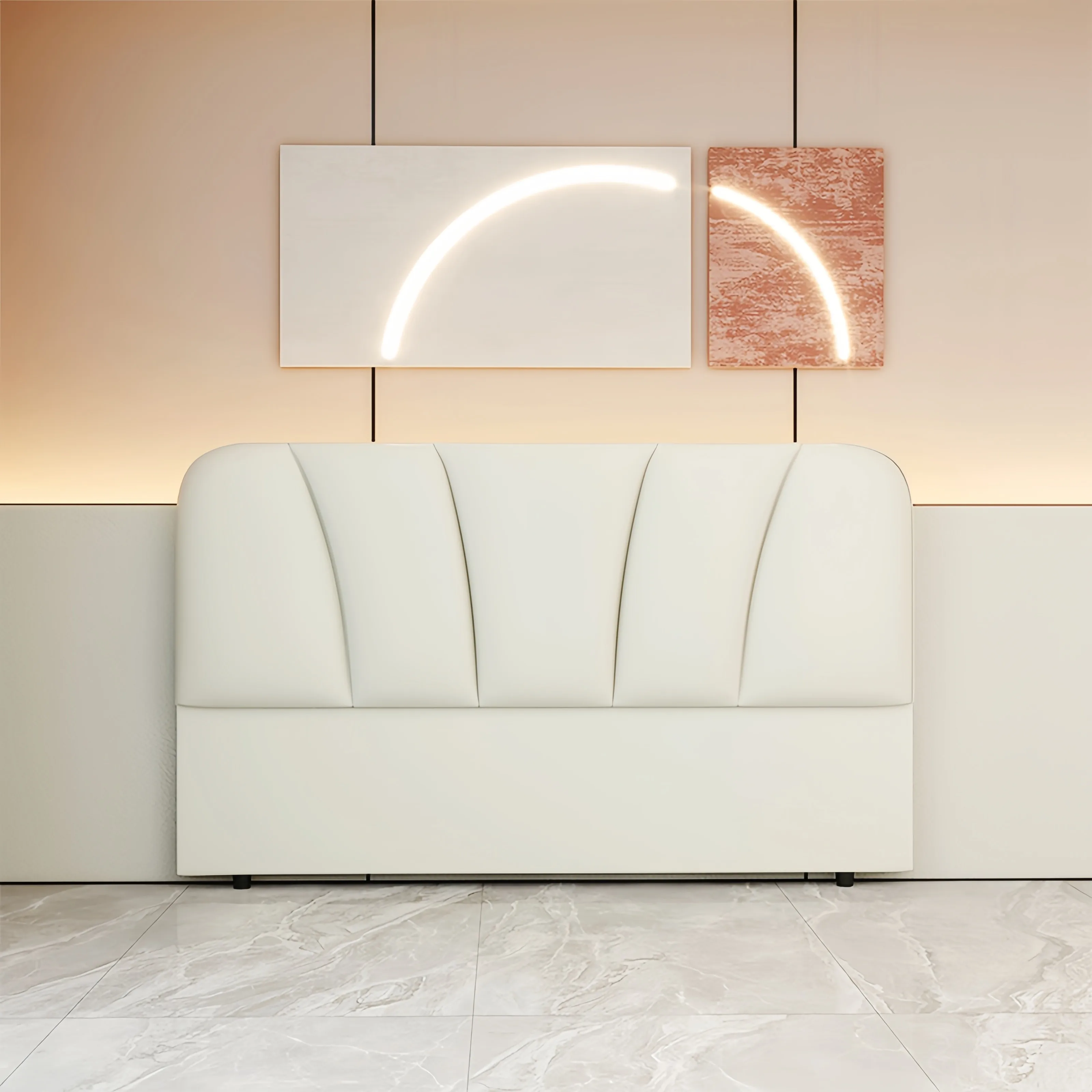 Bedside soft bag 2024 new simple solid wood cream wind small apartment ultra-thin floor single purchase bedside backrest