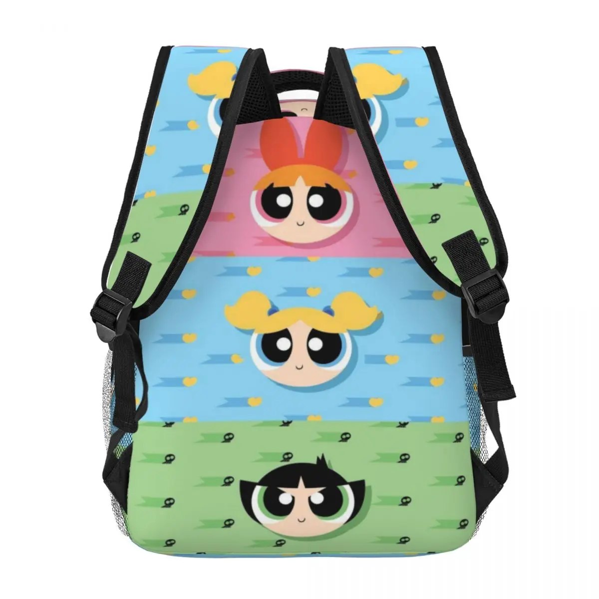 The Powerpuff-Cartable léger imprimé pour filles, cartable décontracté pour l'école, l'extérieur, le shopping, le bureau, 17 po