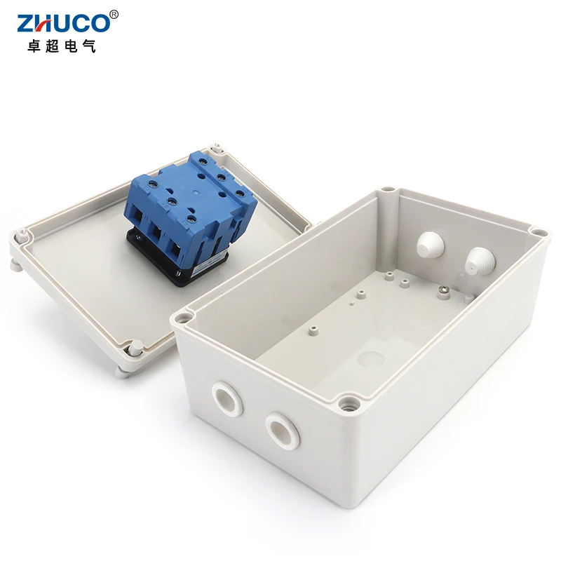 ZHUCO SZD11-100/300010-D 100A 3 Poles 2 Positons Pad Lock Rotary Cam Isolator Load Break Switch On-Off With Waterproof Box 3P