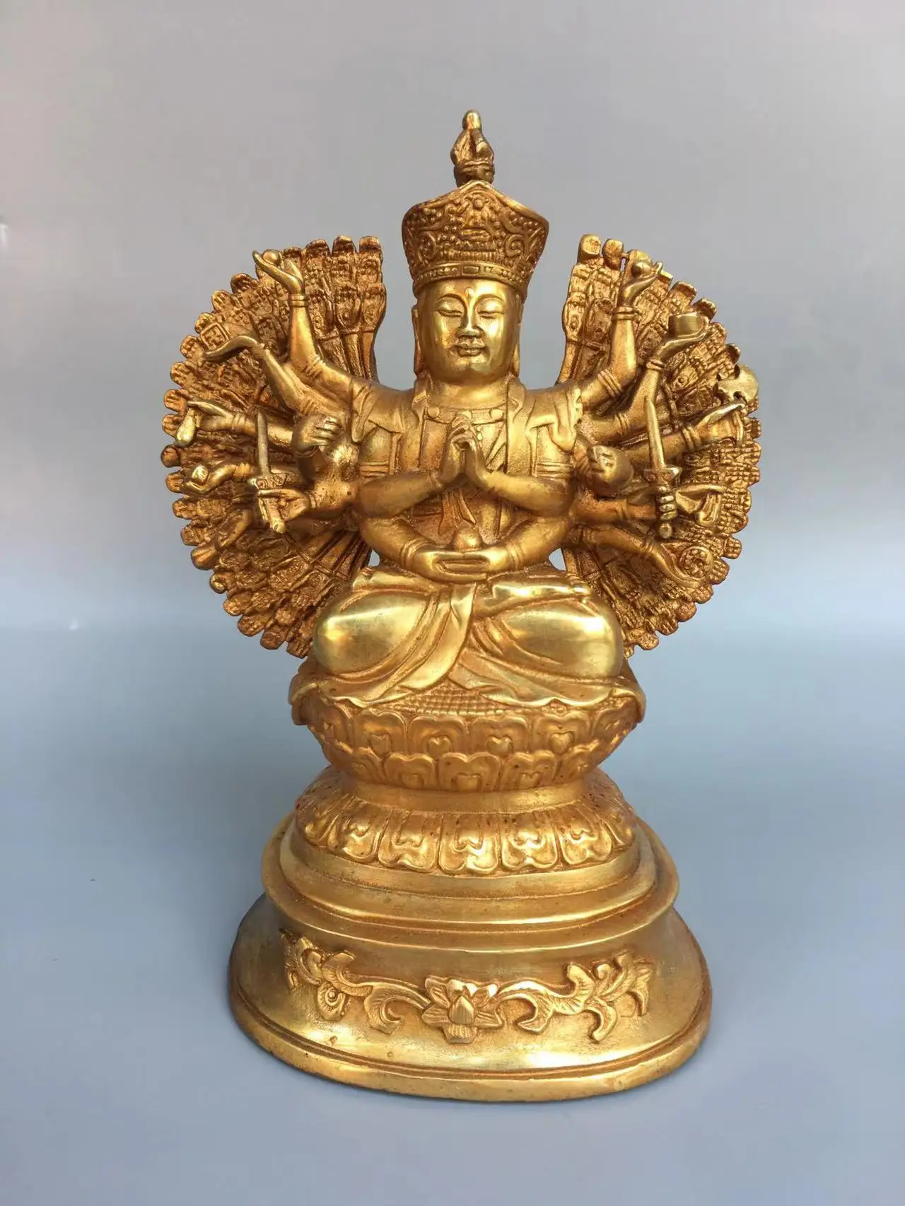 Old copper Hand-made Zhun Ti Pu Sa Buddha statue,Free shipping