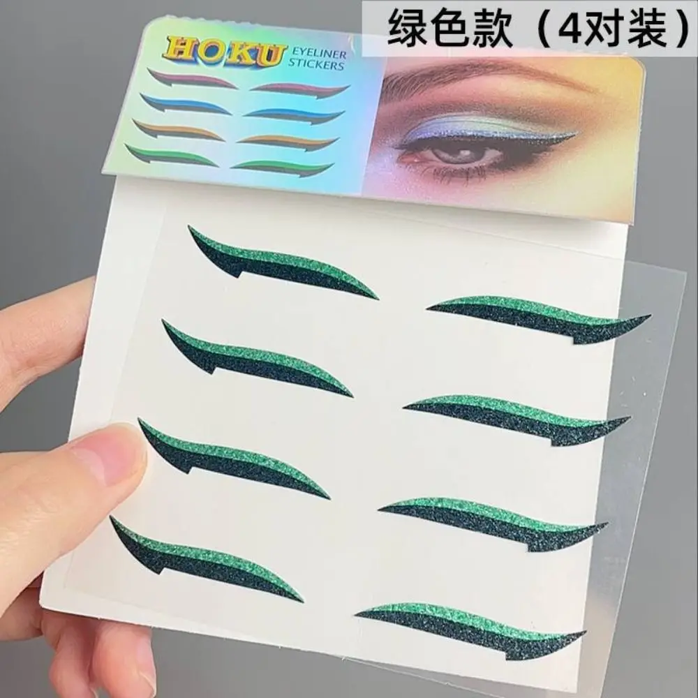 4pair Glitter Double Eyelid Line Stickers Eyeliner Sticker Set Waterproof Reusable Festival Eye Makeup Self-adhesive Sticker