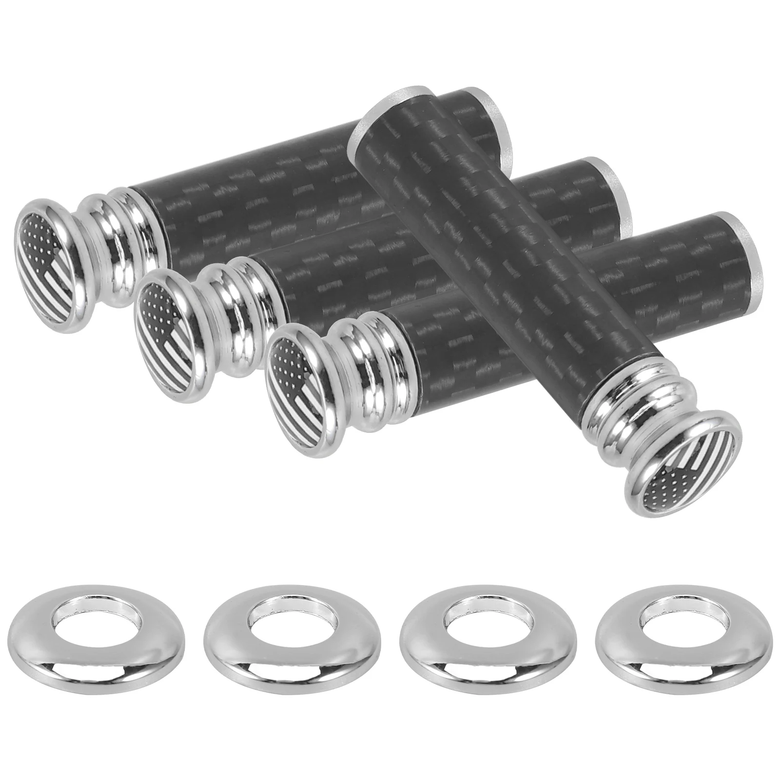 

4 Pcs Car Door Lock Knobs American Flag Carbon Fiber Pull Handle Interior Parts Accessories Universal Fit Enhances Style