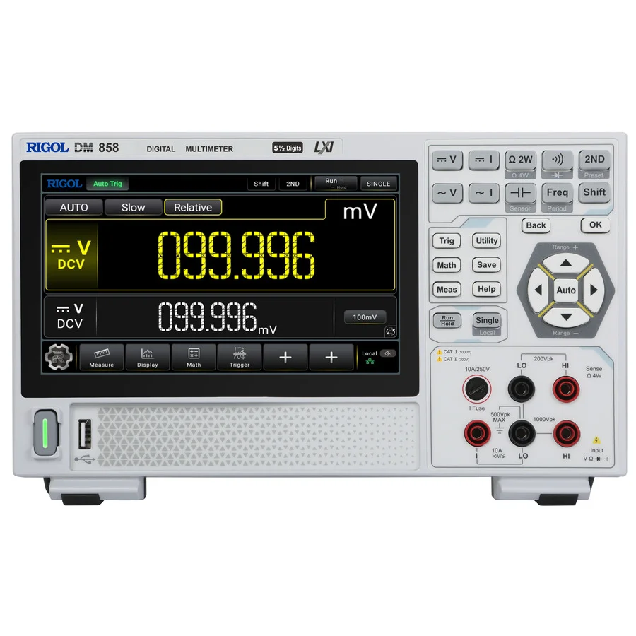 

Компактный настольный мультиметр DM858 True RMS, 5,5 разрядов, частота отсчетов 125 раз/с, 7-дюймовый цветной сенсорный экран
