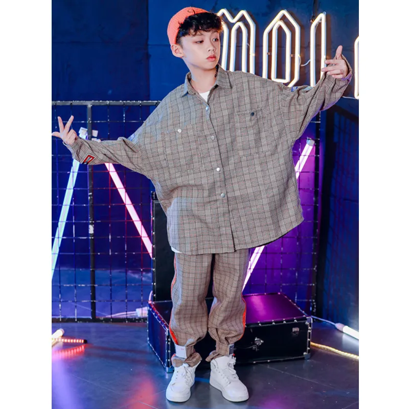 Fashion Cool Hip Hop Costume for Boys Streetwear Set Top + Pant 2pcs Children's Clothing Stage Catwalk Jazz Street Dance Outfit