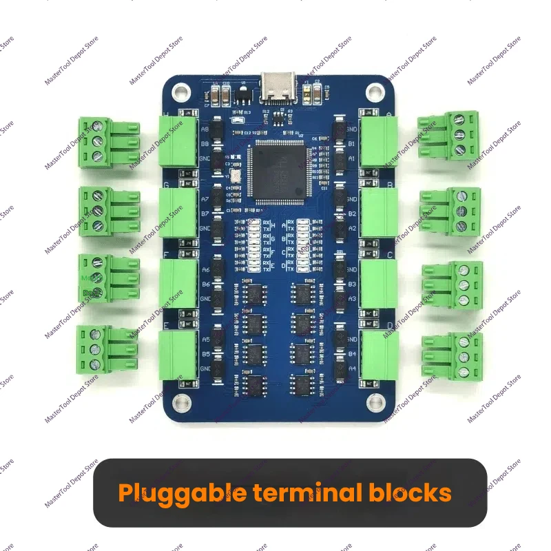 USB to 8-Chanels RS485/TTL/TypeC to multi-channel 485 serial port converter/CH348 expansion module EKU081