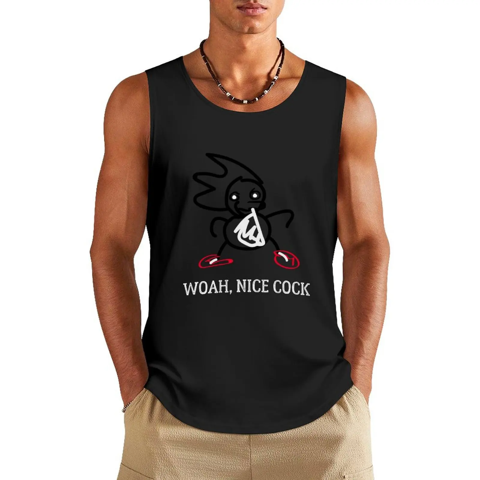 WOAH, NICE COCK Tank Top Sleeveless T-shirt Gym man