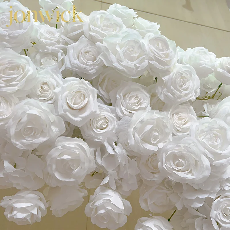 5D Weißes Rosen-Herzförmiges Regal mit Blumenarrangement Luxuriöse Hochzeitsbögen Hintergrund-Dekoration Blumenreihe Party-Requisiten Blumenrahmen – Detail 2