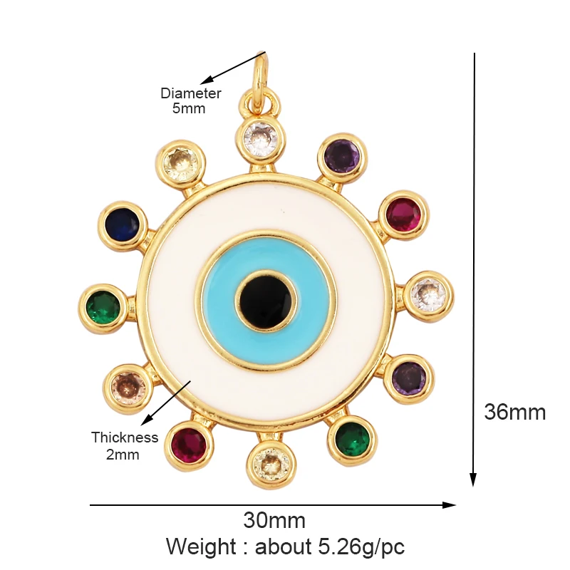 Creativity Colourful Amulet Turkish Lucky Evil Eye Charm Pendant,Cubic Zirconia Paved,Jewelry Necklace Bracelet Accessories L41