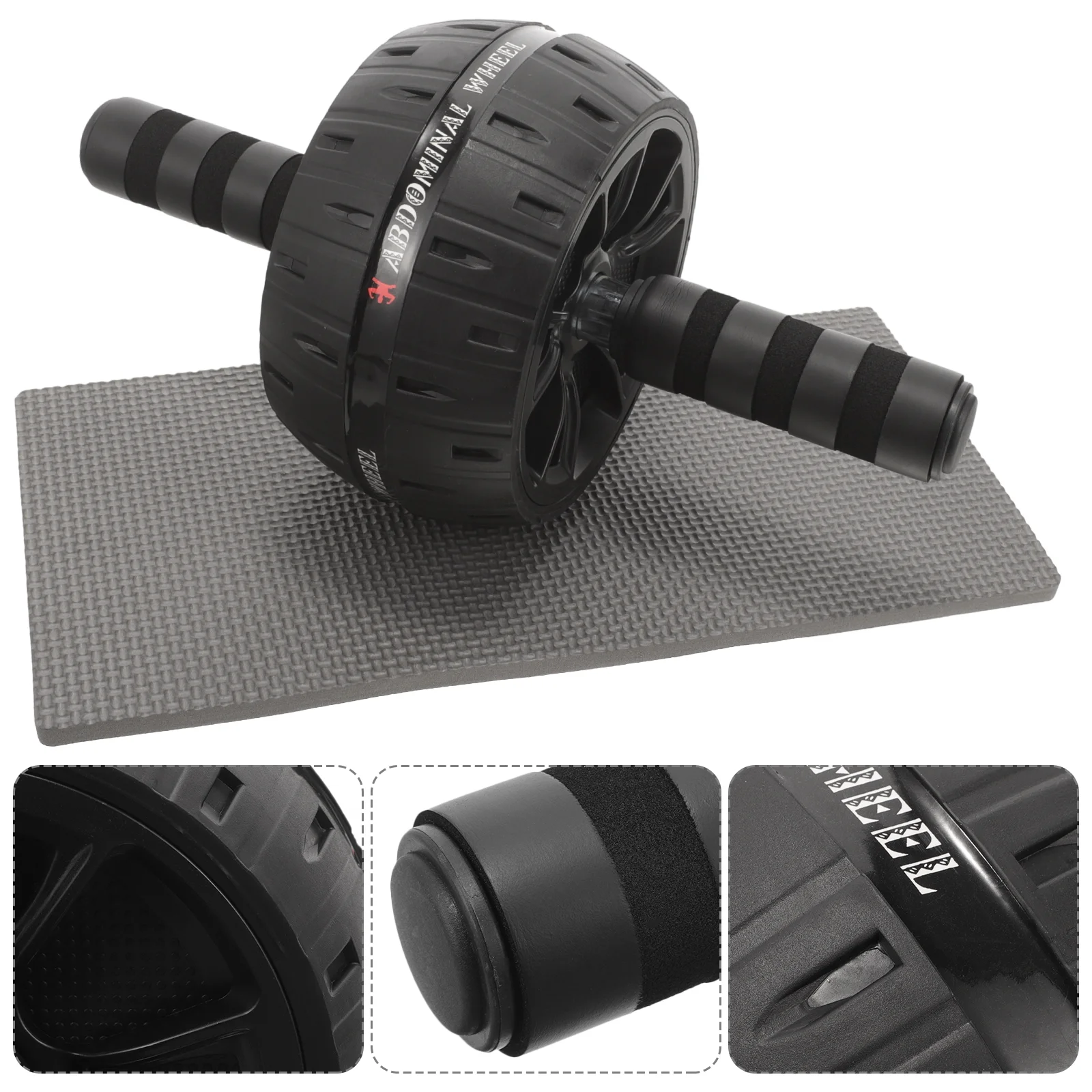 Ab Wheel Exercise Roller Home Gym Equipment Pp-tpe Steel Pipe Handle Sponge Cover Fitness