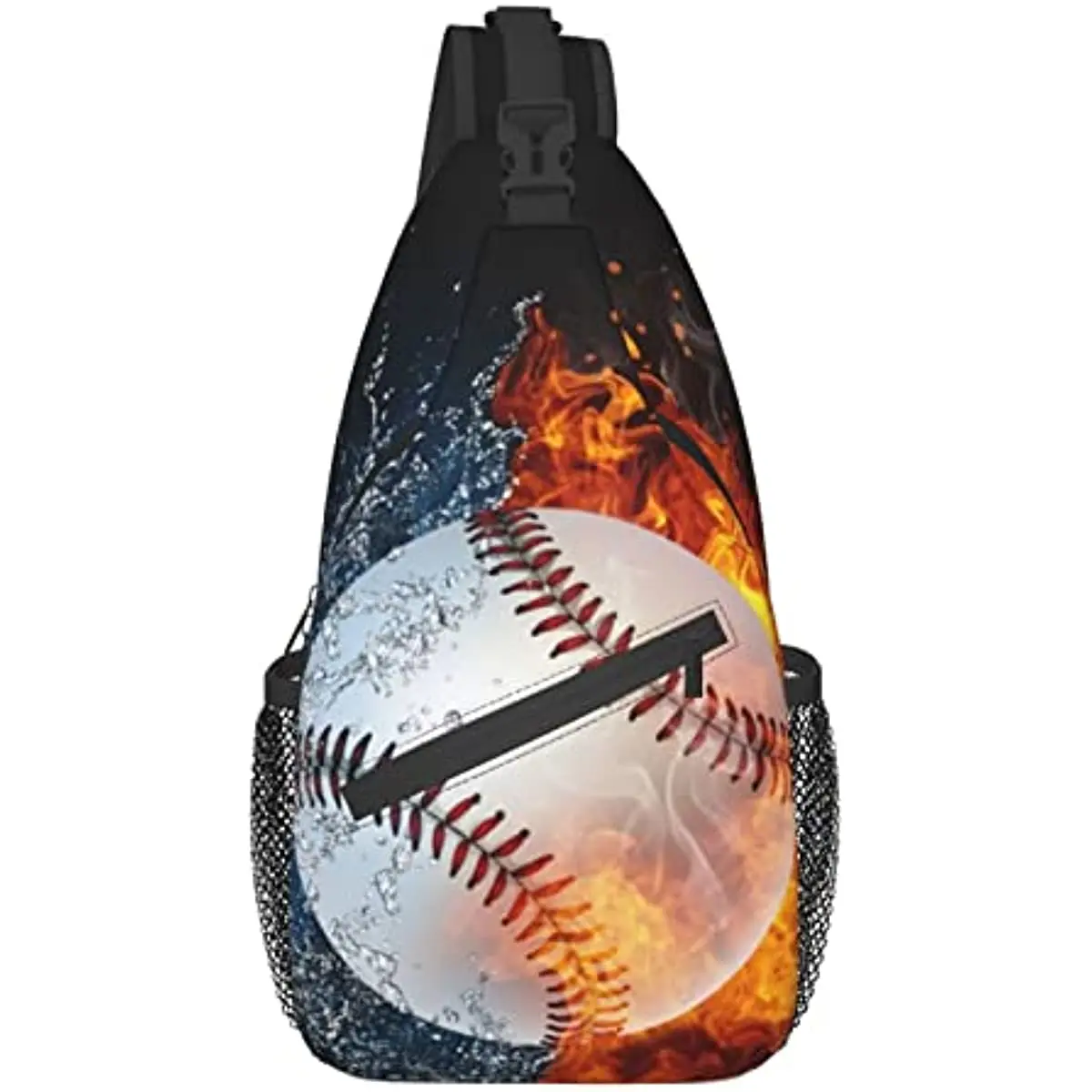 Sling Bag Baseball Fire Water Sport Hiking Daypack Crossbody Shoulder Backpack Travel Chest Pack for Men Women