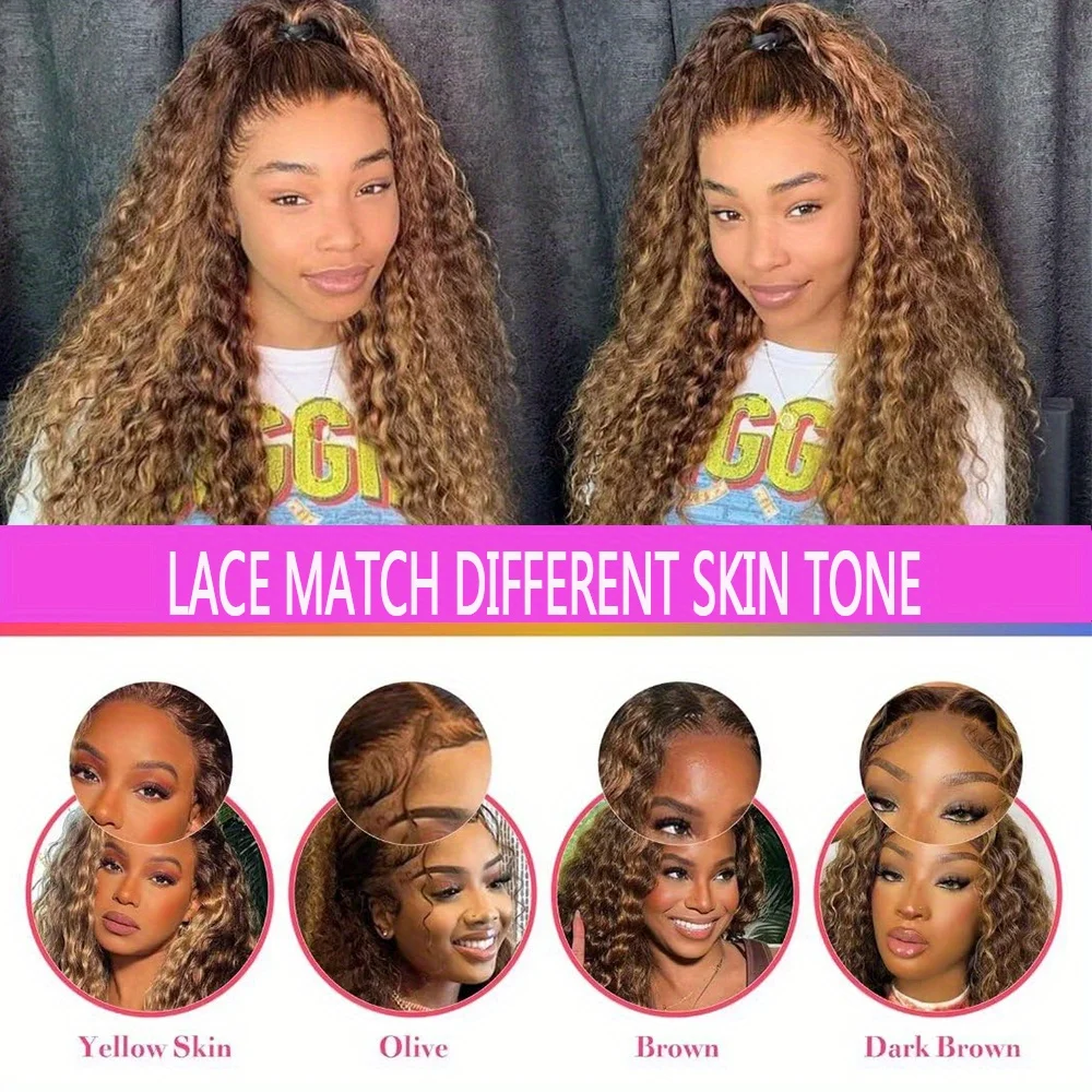 13x4 تسليط الضوء على موجة المياه العسل شقراء 250 الكثافة HD الدانتيل الشفاف الجبهة الباروكات للنساء أومبير الملونة موجة عميقة شعر مستعار P427 الباروكات