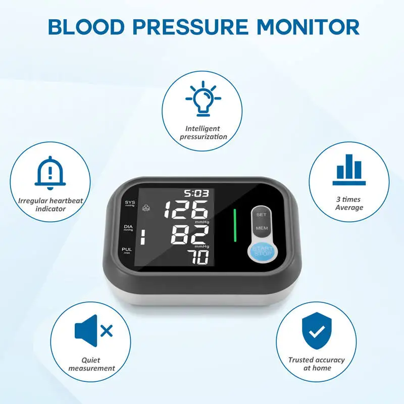 Blood Pressure Monitor, Automatic Upper Arm Blood Pressure Monitors for Home Use with Digital LED Display, Adjustable Cuff