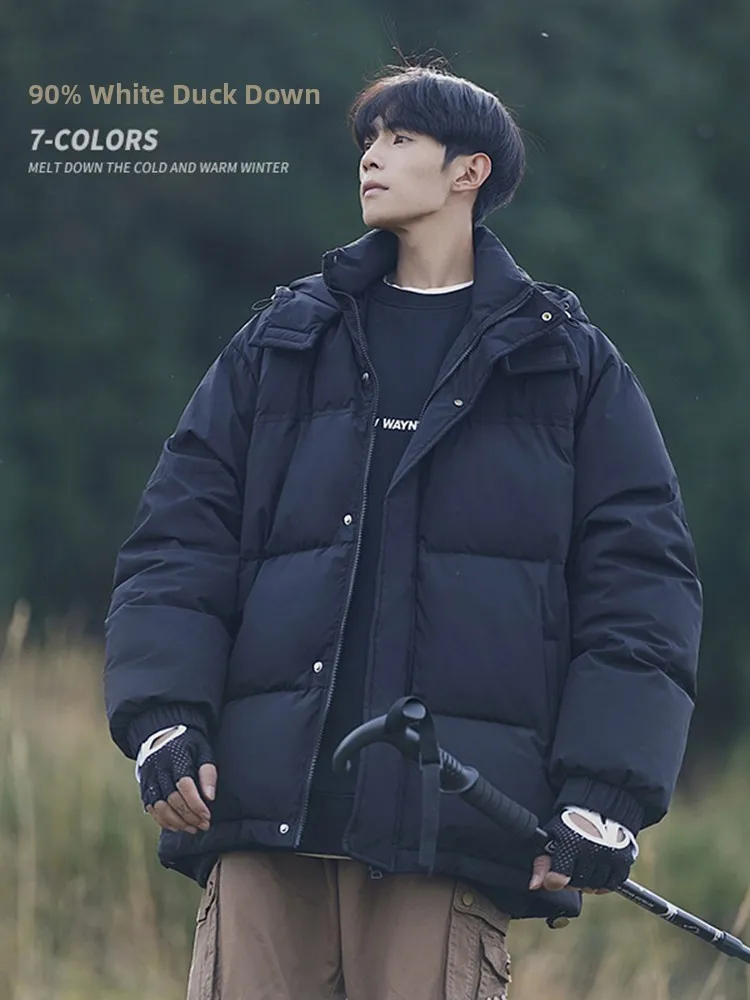 

Jiujiang Men's down Jaet Winter Thiened White Du down Bread Sle Trendy Brand Youthful Outerwear Coat Warmth