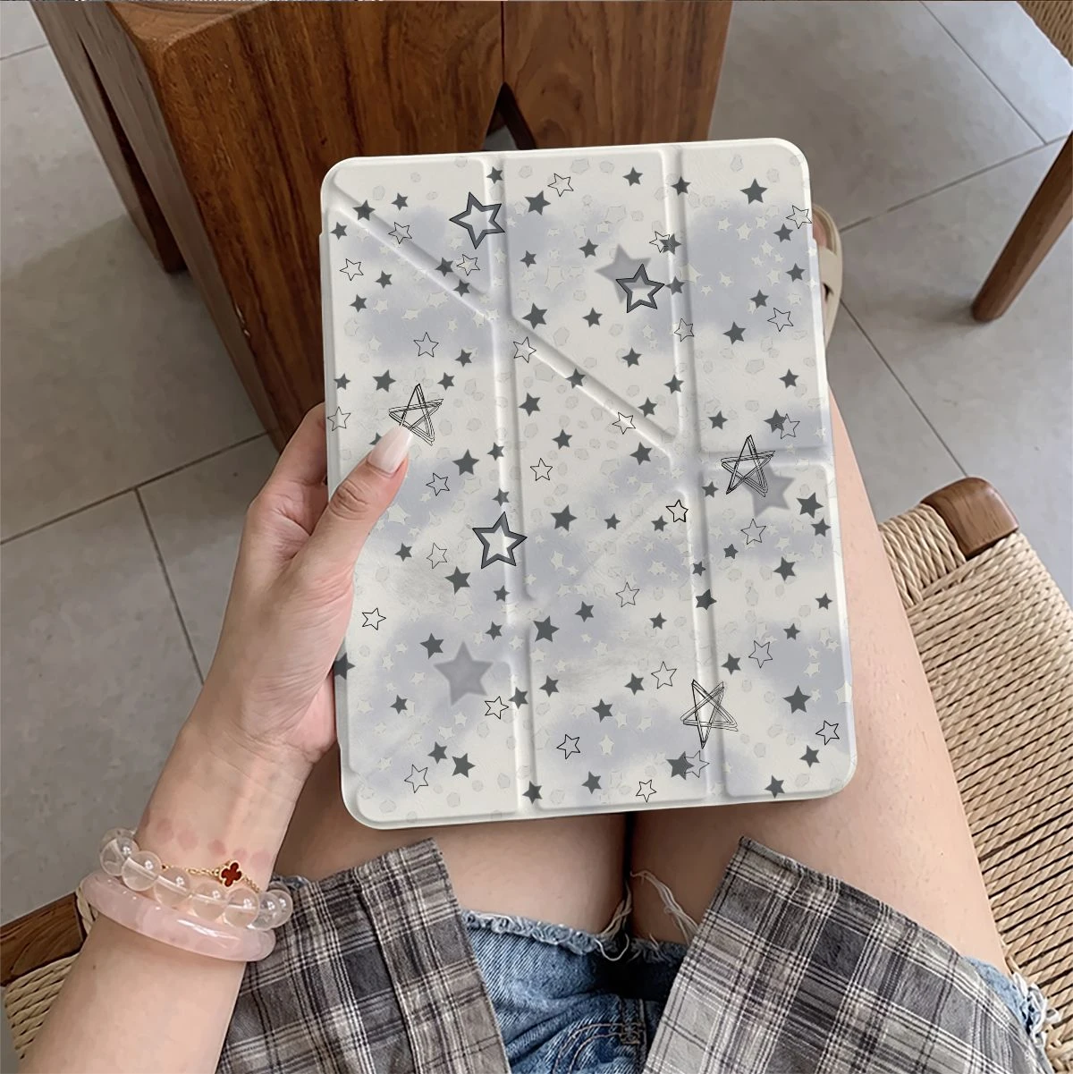 Ins Blushing Stars Table Case For iPad Pro 11 12.9 13 A16 M2 M3 M4 M5 Shell 8.3 9.7 10.2 5/6/7/8/9/10/11th Mini Air 3 4 5 Cover