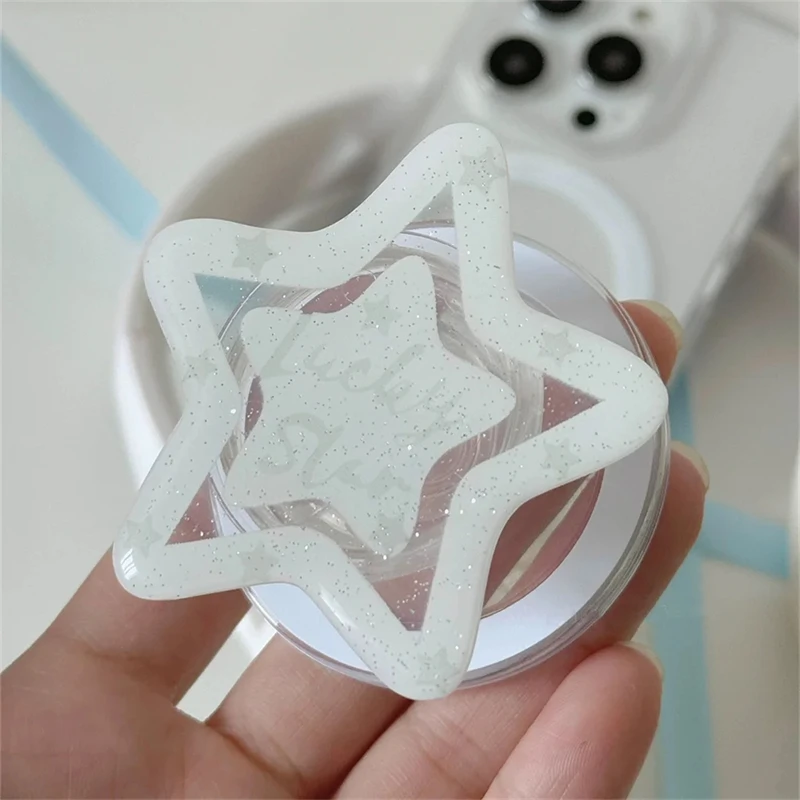 INS Korean Cute Blue Heart Star For Magsafe Magnetic Phone Griptok Grip Tok Stand For iPhone Wireless Charging Holder Bracket