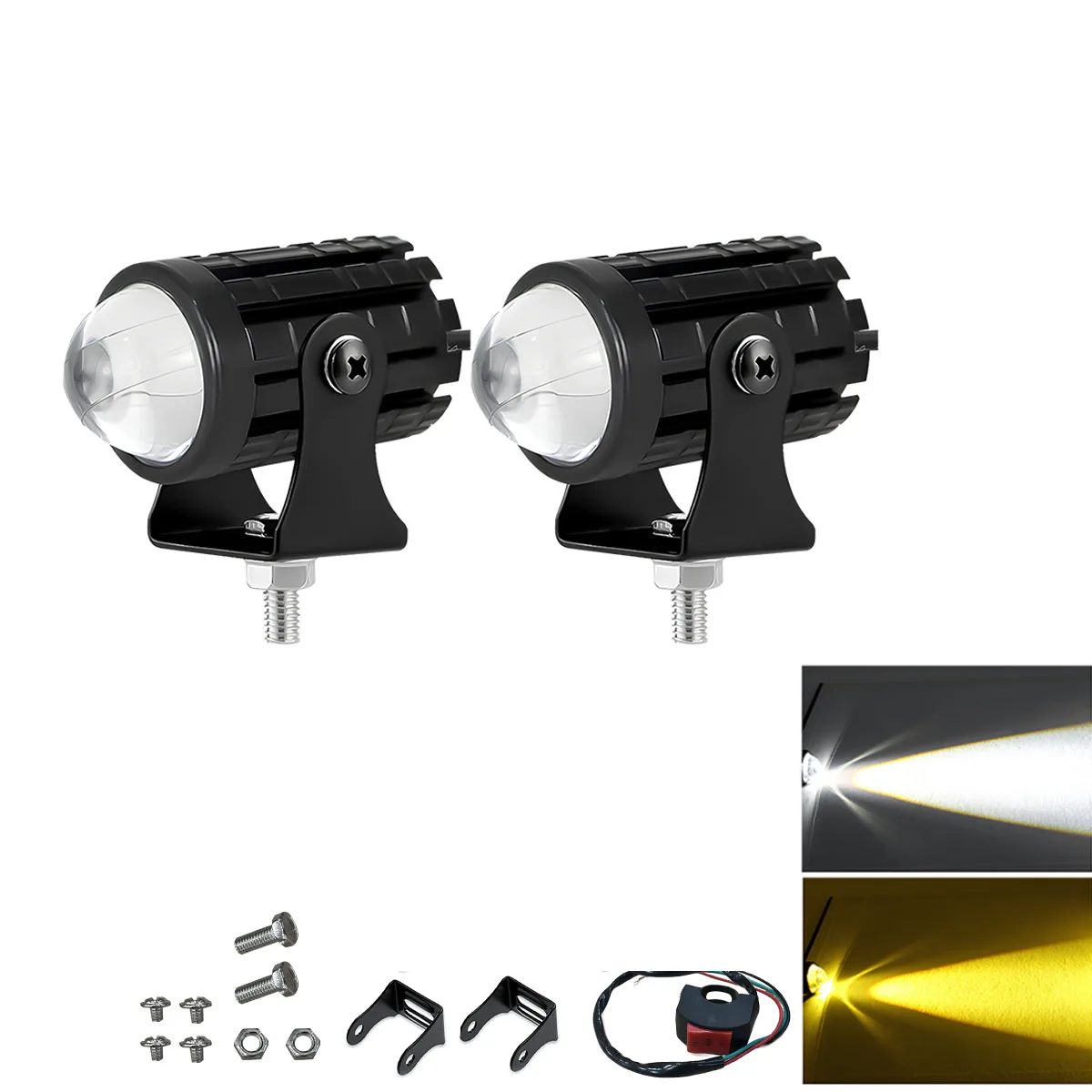 

Motorcycle LED Headlight Mini Driving Light Universal Dual Color Spotlights For Motorbike Truck Trailer Off-road Moto Accessorie