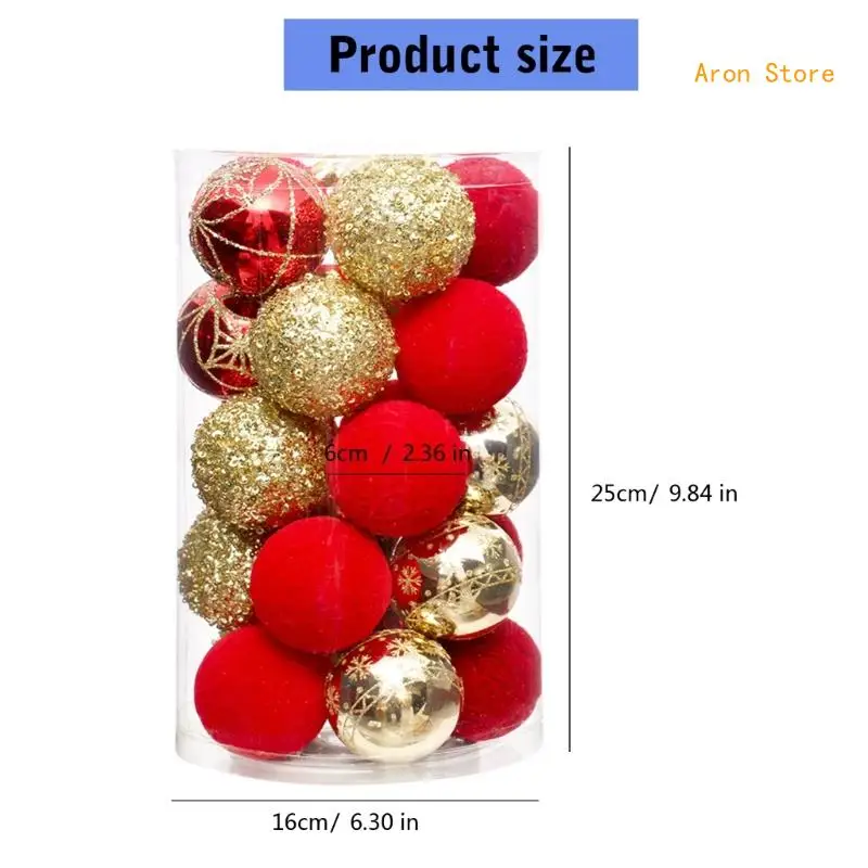 25Pcs Elegant Christmas Baubles Set Durable Hangings Sphere Holiday Decoration H3CF