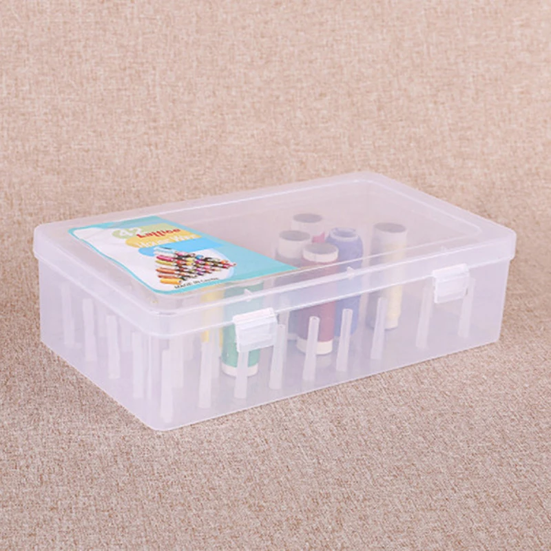 42 Spulen transparente Nähgarn-Sortierbox, tragbarer Haushaltsnadel- und Fadenhalter mit großer Kapazität, handgehaltene Nähbox