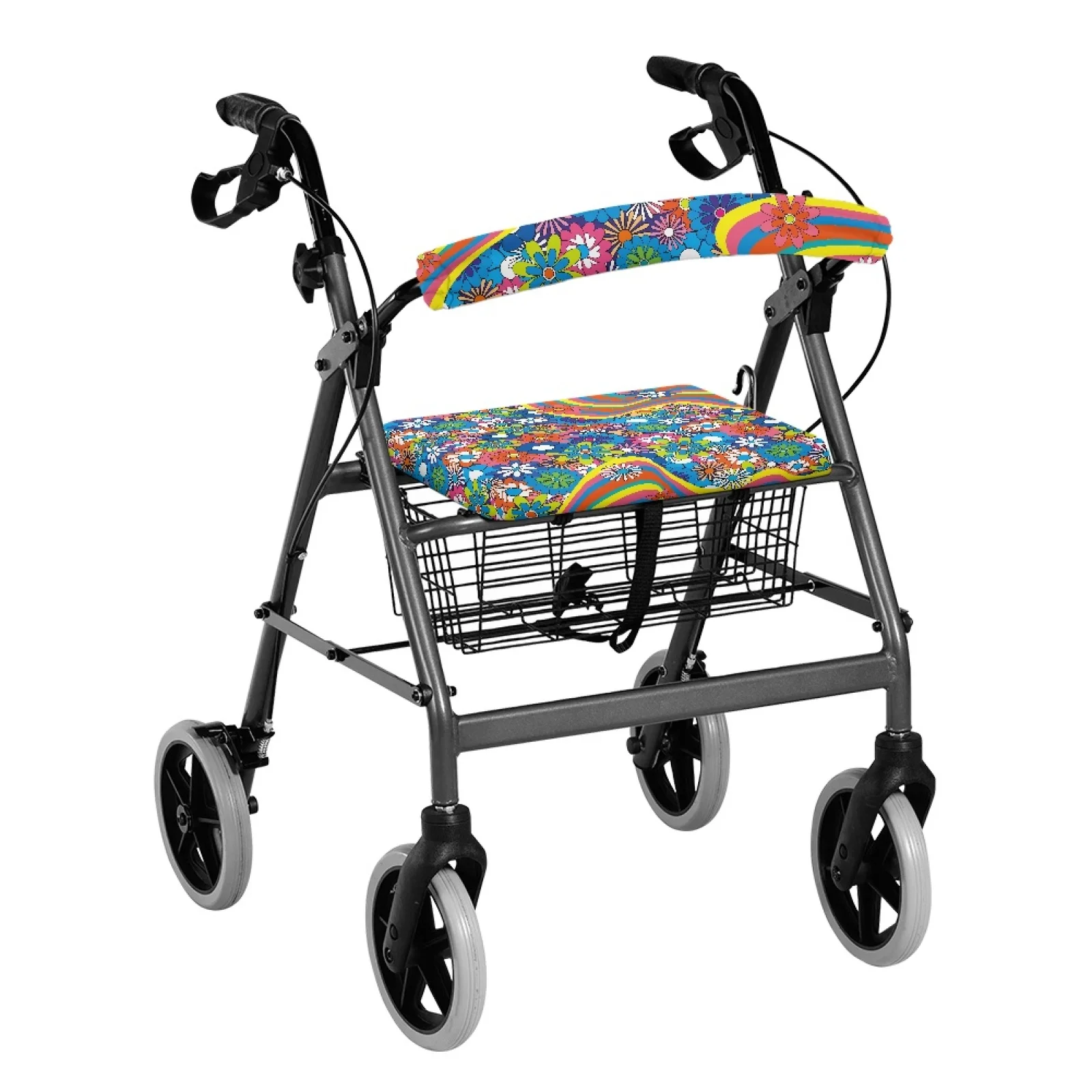 Coloranimal Dirt-Resistant Wrinkle Free 2 Pcs Walker Seat Covers for Ladies for Streets Retro Floral Pattern