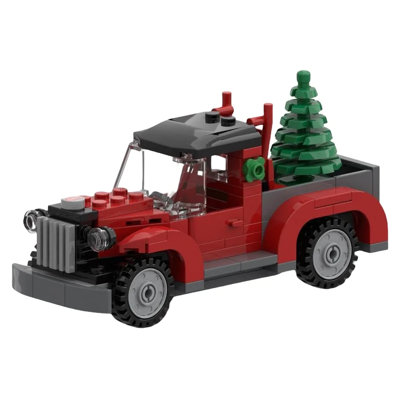 New in MOC Christmas Winter Village Old Truck Assembly Building Block Creative Puzzle Toys Toy For Kids Birthday Gifts