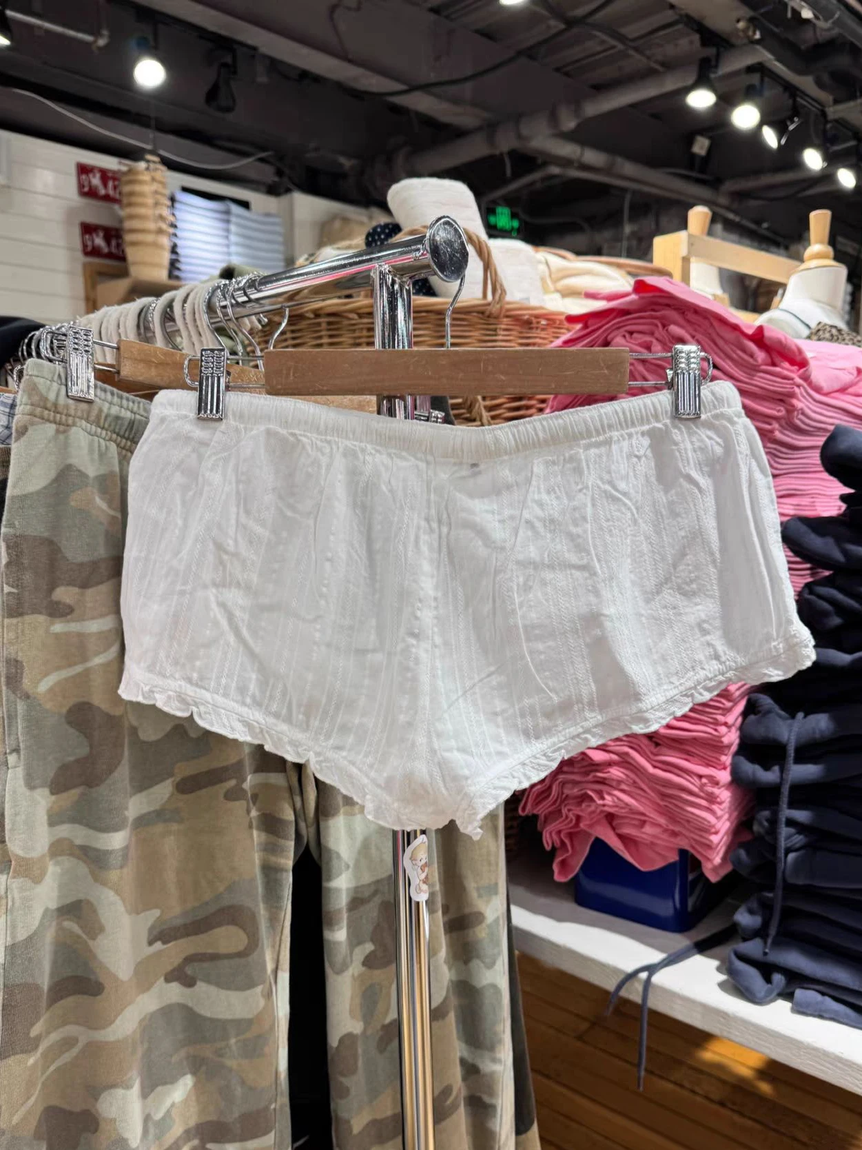 White Striped Ruffles Shorts Woman Summer See Through Low Waist Drawstring Short Pant Casual Sweet Cotton Home Pajama Pants New