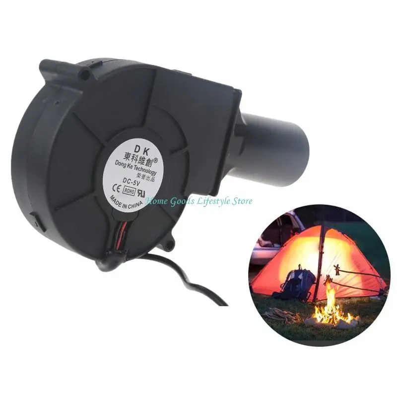

E74E 5V USB Plug Round for Head Air Outlet Blower High Air Volume Outdoor Barbecue