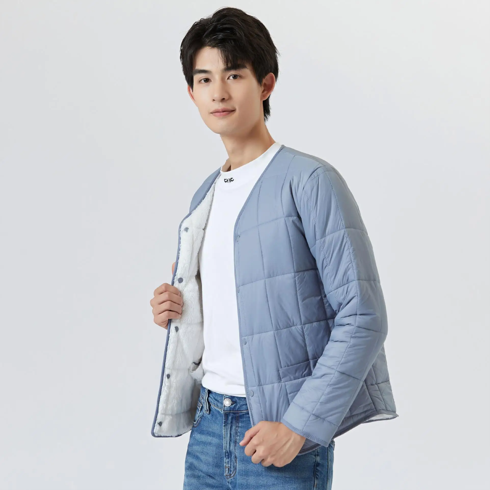 سترة قطنية مبطنة بفرو الحملان للأولاد في المدارس الثانوية، ملابس داخلية للدفء في الشتاء، يمكن ارتداؤها خارج المنزل، معطف طويل... #2