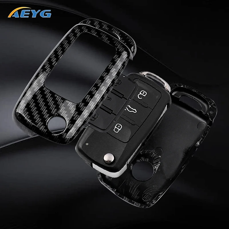 ABS Carbon Fiber Car Key Case Cover For VW Volkswagen Amarok Polo Golf 4 5 6 MK4 Bora Jetta Altea Alhambra Passat B5 B6 B7