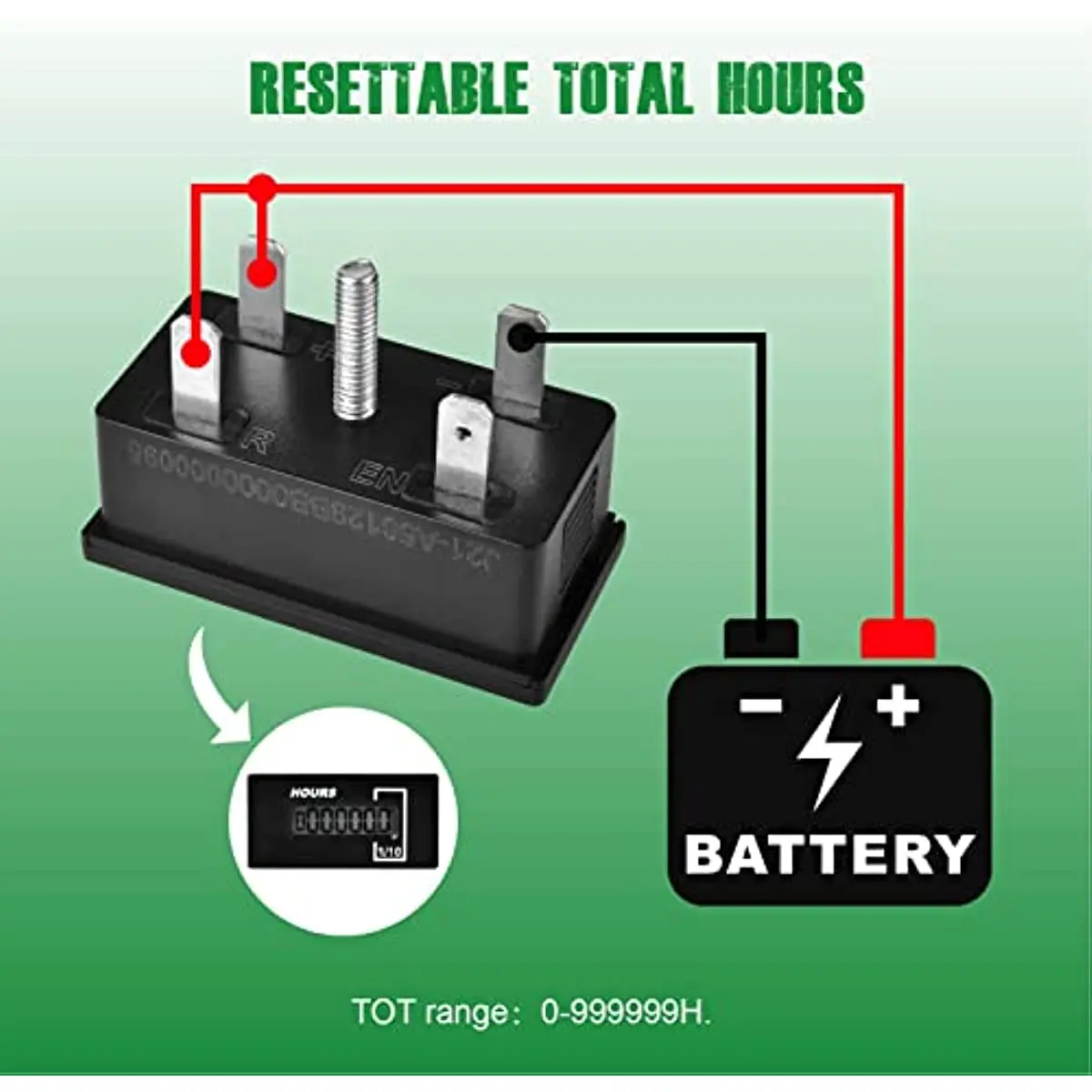 Digital AC/DC Hour Meter,Resettable Hours for Generator Air Compressor Solar Heater Well Pump Boiler Oil Burner AC6-85V, DC6-60V