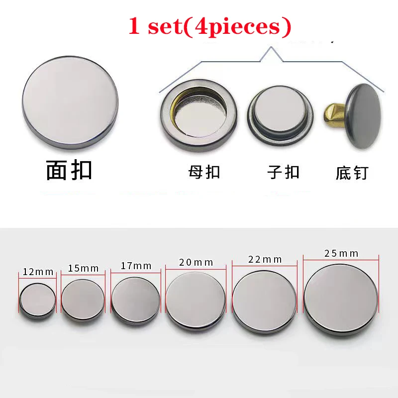 10 Sets Metal Buttons Leather Snap Fasteners 17mm 501 Round Color Button No Sewing for Clothes, Jackets, Jeans