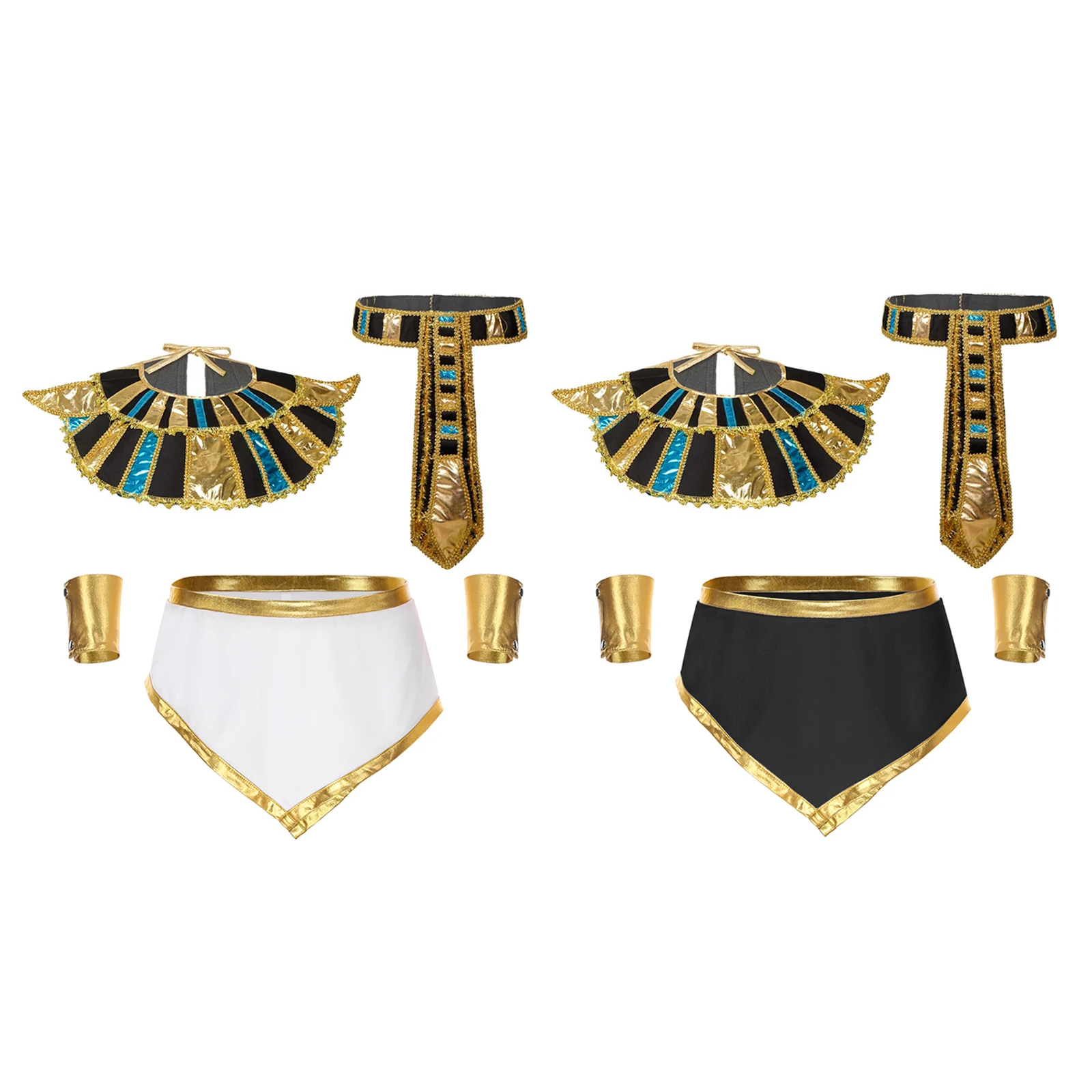 Heren Egyptische Halloween Cosplay Kostuums Themafeest Krijger Rollenspel Outfit Sexy Onregelmatige Zoomrok Met Manchetten Kraag Riem