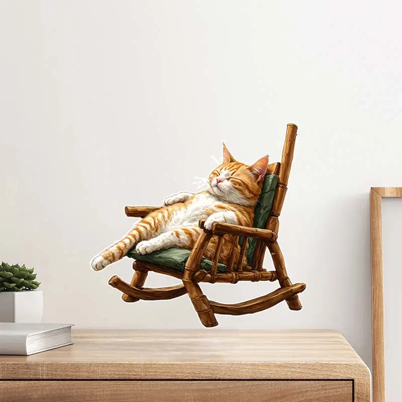 

Cat Sleeping on a Chair Wall Sticker Bathroom Toilet Decor Living Room Refrigerator Cabinet Home Decoration Decals M1108