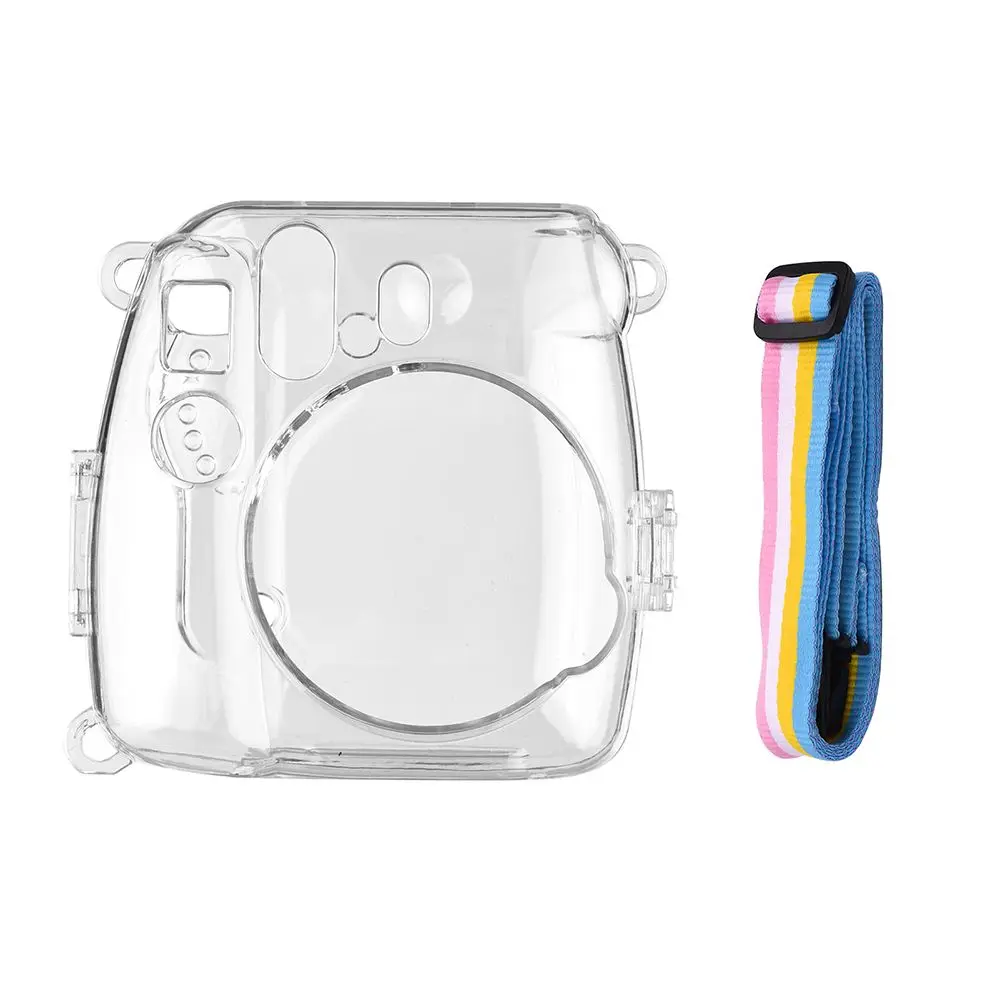 Shockproof Anti-scratch Rainbow Lanyard Storage Case Protective Shell Camera Cover Transparent For Fujifilm Instax Mini 8/8+/9