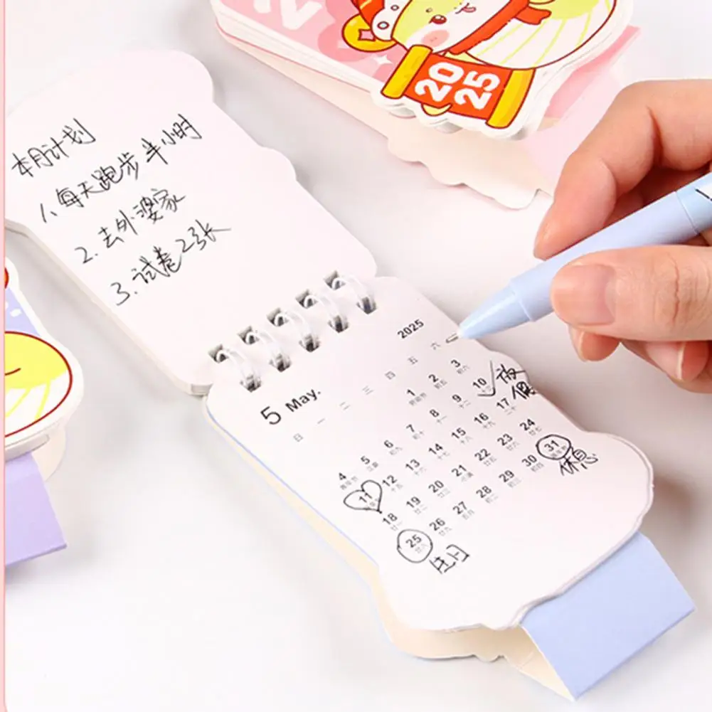 2025 Mini Desk Calendar Daily Schedule Organizer Cartoon Snake Pattern Small Calendar Home Office School Planner