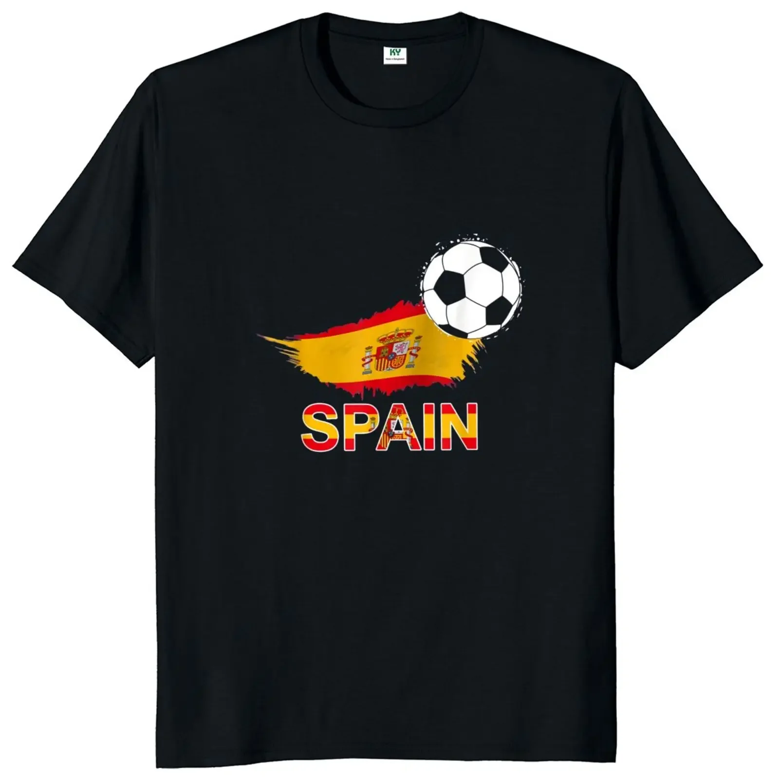 Camiseta de fútbol con bandera de España para fanáticos del equipo de fútbol Español, 100% algodón, talla europea, manga corta, harajuku clásico, Verano