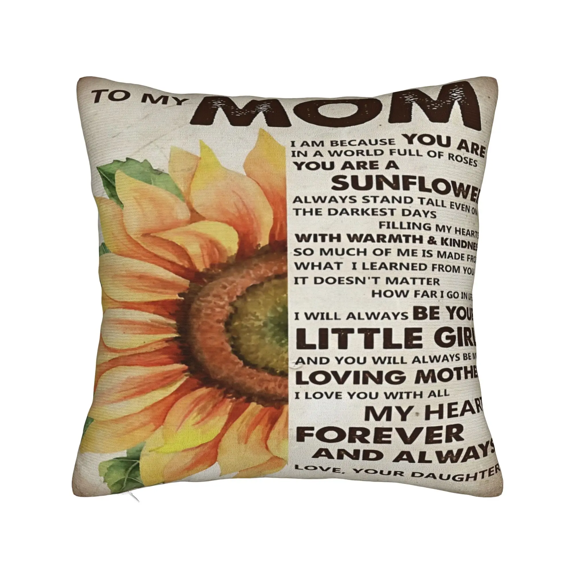 Mother's Day  Square Pillow Cases Letter From Daughter Cushion Cover Customized Polyester Decor Pillowcase for Home 40x40cm