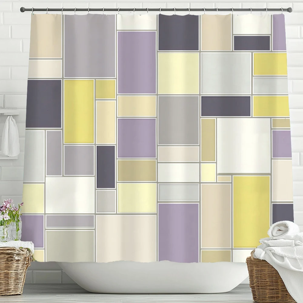 

Современная минималистичная шторка для душа в геометрическом стиле, тканевая шторка для ванной комнаты с принтом, декоративная шторка для дома с крючками