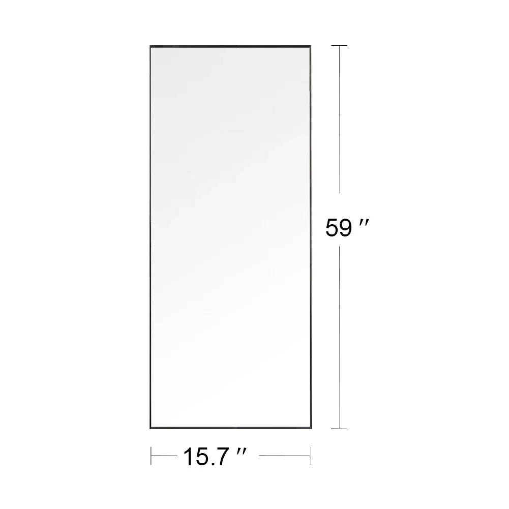 Fangange Staande Spiegel, Spiegel op Volle Lengte met Aluminium Frame, Grote Wandspiegel Staand/Hangend voor Woonkamer Slaapkamer