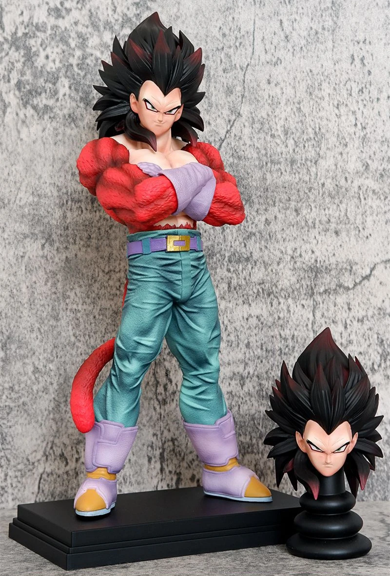 Lindo Anime Dragon Ball Z Super Saiyan 4 Vegeta PVC figura de acción colección de estatuas de batalla DBZ modelo niños juguetes regalos de muñecas 31CM