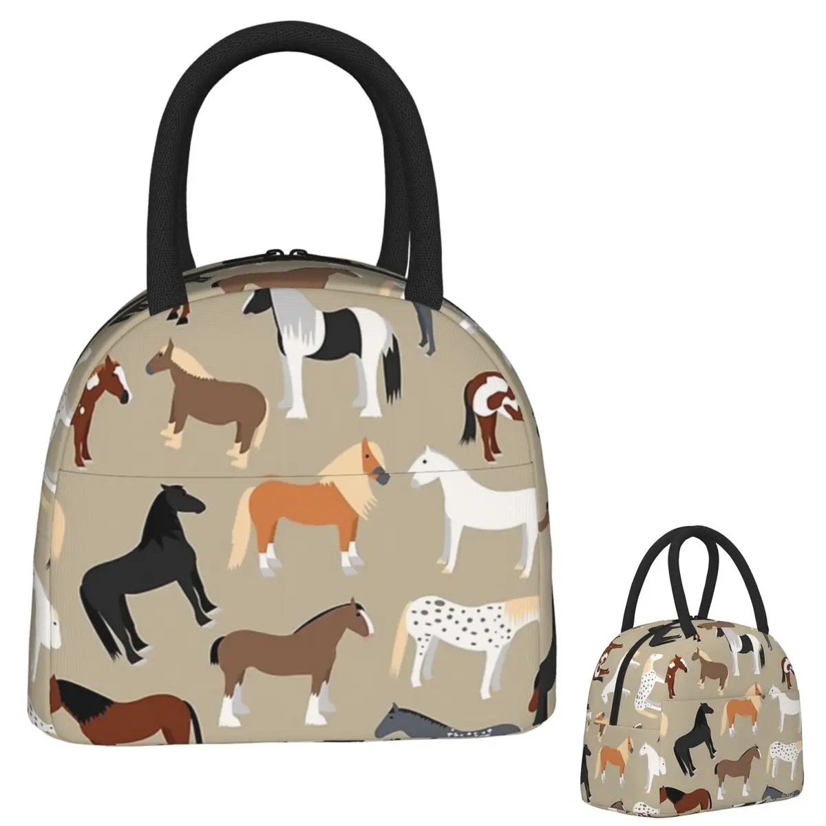 

Horse Breeds Pattern Insulated Lunch Bag for Women Children Leakproof Food Boxes Thermal Lunch Box Tote