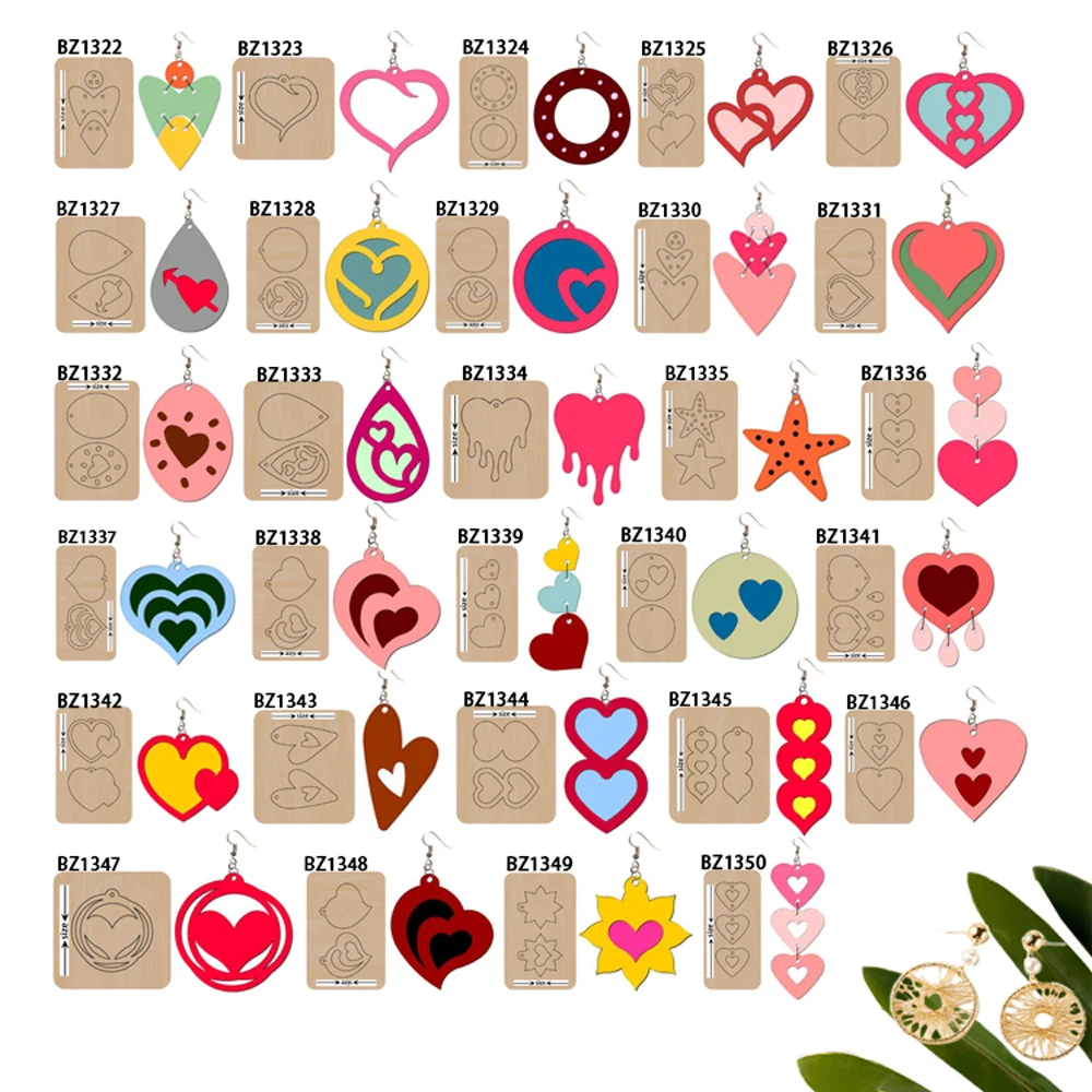 Heart Love Figure Earrings, Wooden Die Cut Scrapbooking for Leather, Suit for Common Leather Cutting Dies, Big Shot Machine